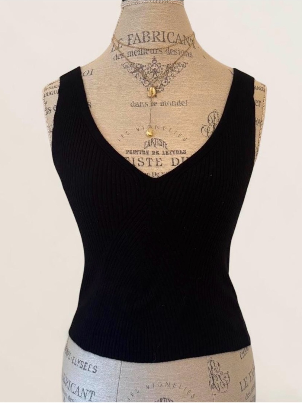Dynamite Black Ribbed V-Neck Tank